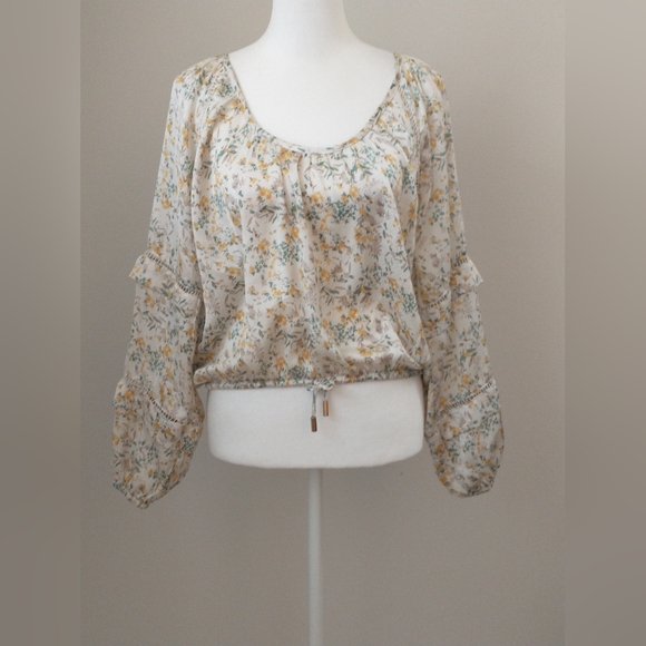 Bishop + Young Anthropologie floral bohemian boho blouse top XS - Picture 2 of 12